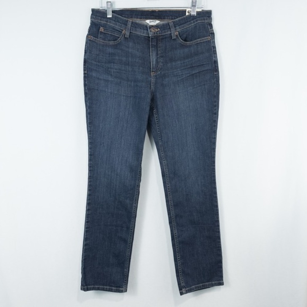 Duluth Trading Co Daily Denim Slim‎ Leg Jeans Womens 10x29* Dark Wash Mid Rise